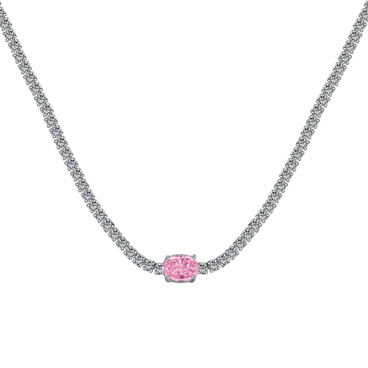 Angela Jewelry]1,0 Karat glänzende Halskette im Ovalschliff