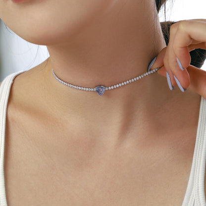 Angela Jewelry]2,0 Karat funkelnde Halskette im Tennis-Herzschliff