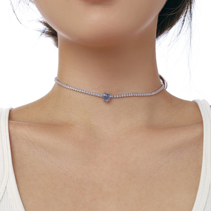 Angela Jewelry]2,0 Karat funkelnde Halskette im Tennis-Herzschliff