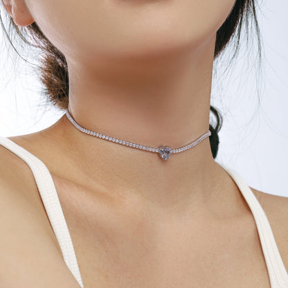 Angela Jewelry]2,0 Karat funkelnde Halskette im Tennis-Herzschliff