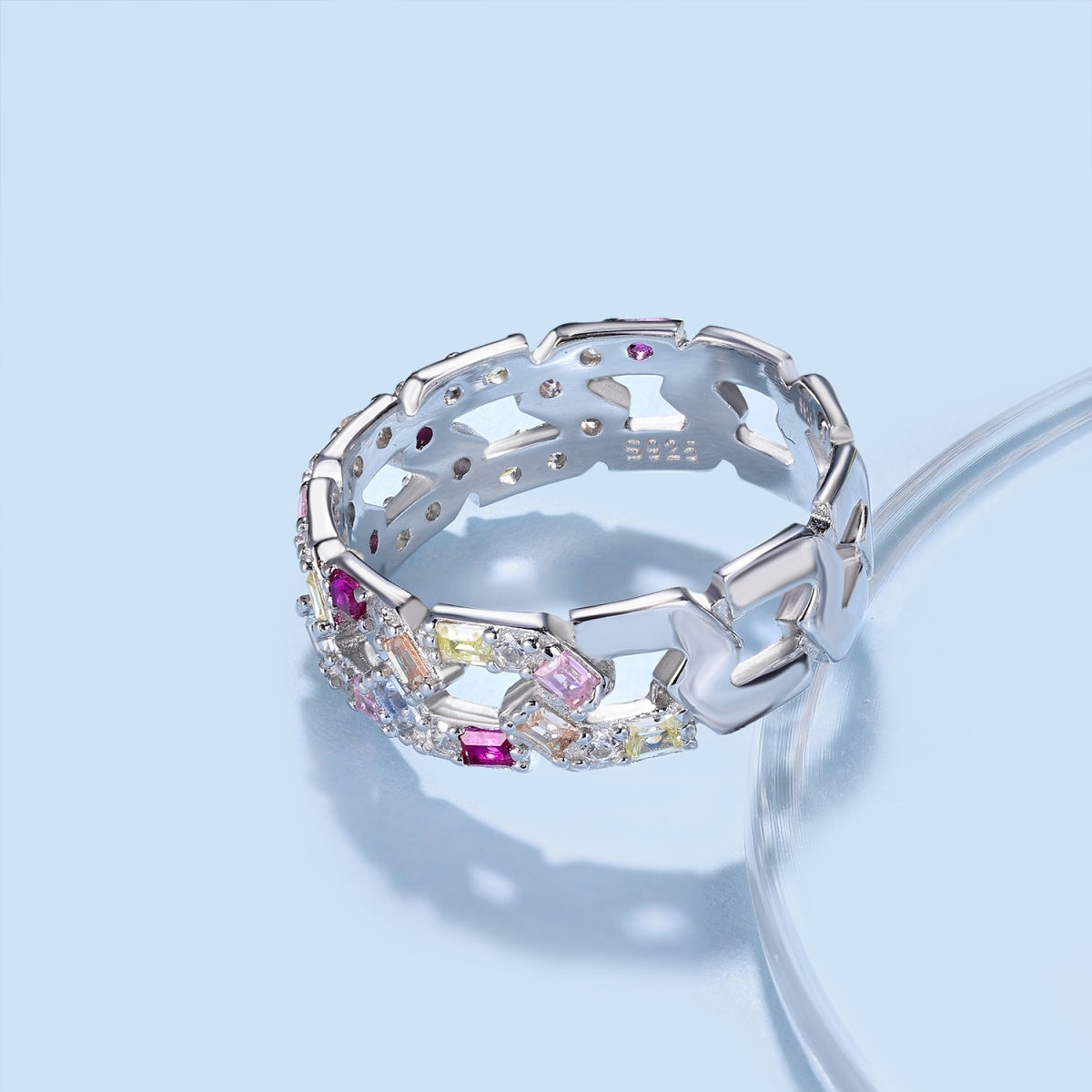 Angela Jewelry] Funkelnder, lebendiger Smaragdschliff-Ring für den Alltag