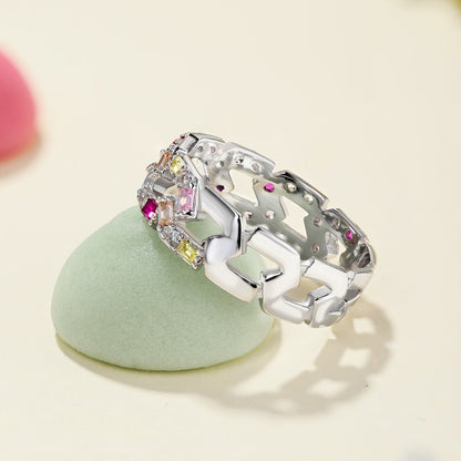 Angela Jewelry] Funkelnder, lebendiger Smaragdschliff-Ring für den Alltag