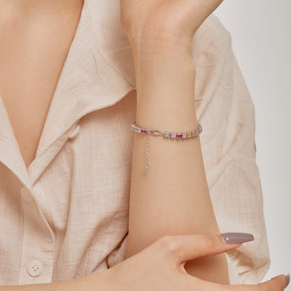 アンジェラジュエリー]繊細でカラフルなエメラルドカットのパーティーブレスレット