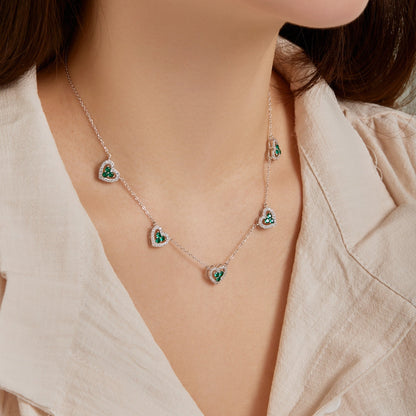 Angela Jewelry]Funkelnde Halskette mit fünf Herzen