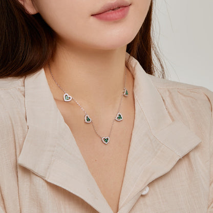 Angela Jewelry]Funkelnde Halskette mit fünf Herzen