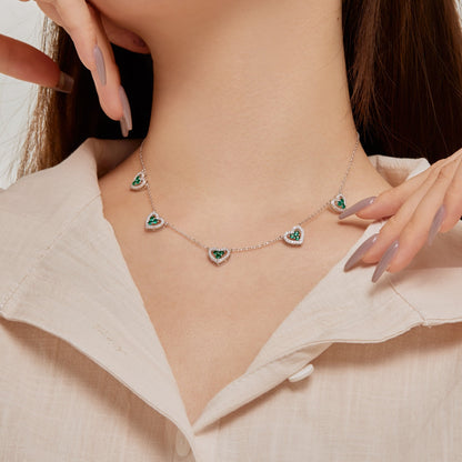 Angela Jewelry]Funkelnde Halskette mit fünf Herzen