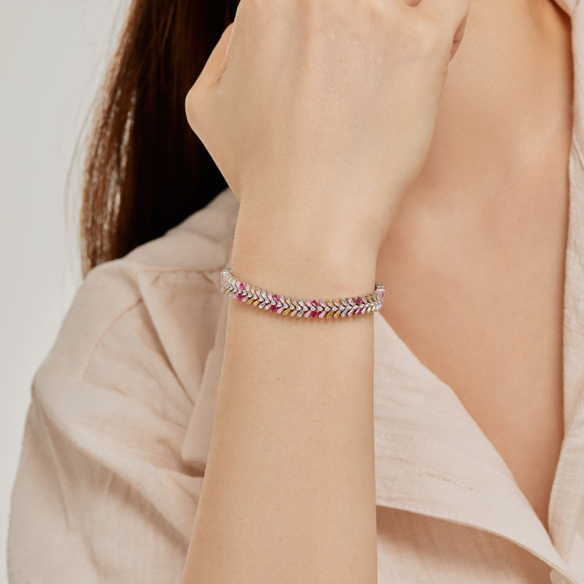 Angela Jewelry]Zierliches Armband im strahlenden Smaragdschliff für den Alltag