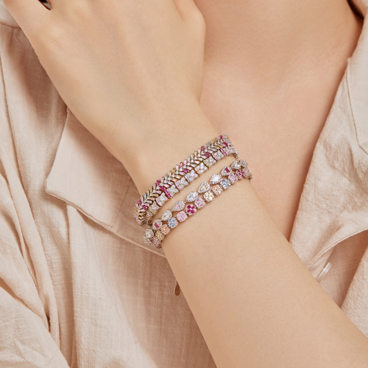 Angela Jewelry]Zierliches Armband im strahlenden Smaragdschliff für den Alltag