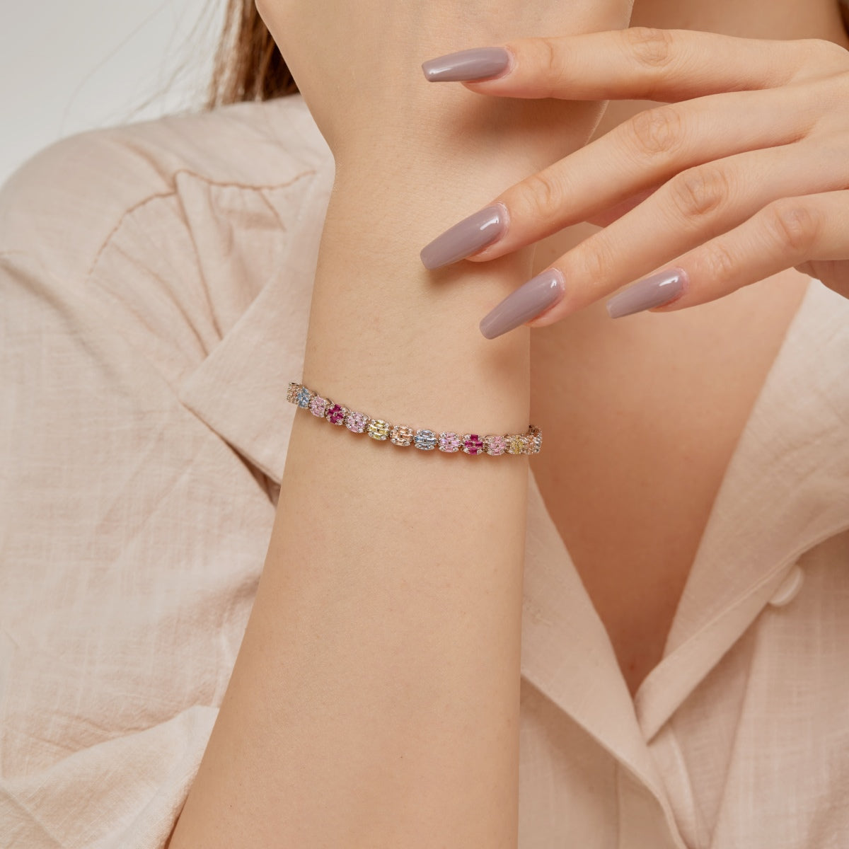 Angela Jewelry]Zartes, farbenfrohes Armband im Smaragdschliff für den Alltag