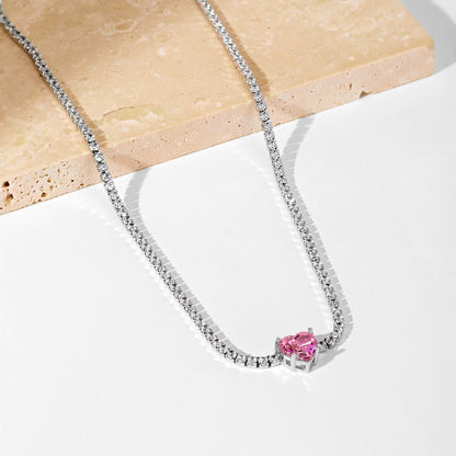 Angela Jewelry]2,0 Karat funkelnde Halskette im Tennis-Herzschliff