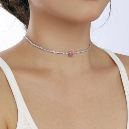 Angela Jewelry]2,0 Karat funkelnde Halskette im Tennis-Herzschliff