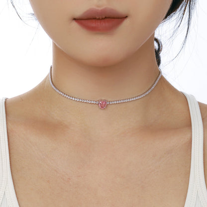 Angela Jewelry]2,0 Karat funkelnde Halskette im Tennis-Herzschliff