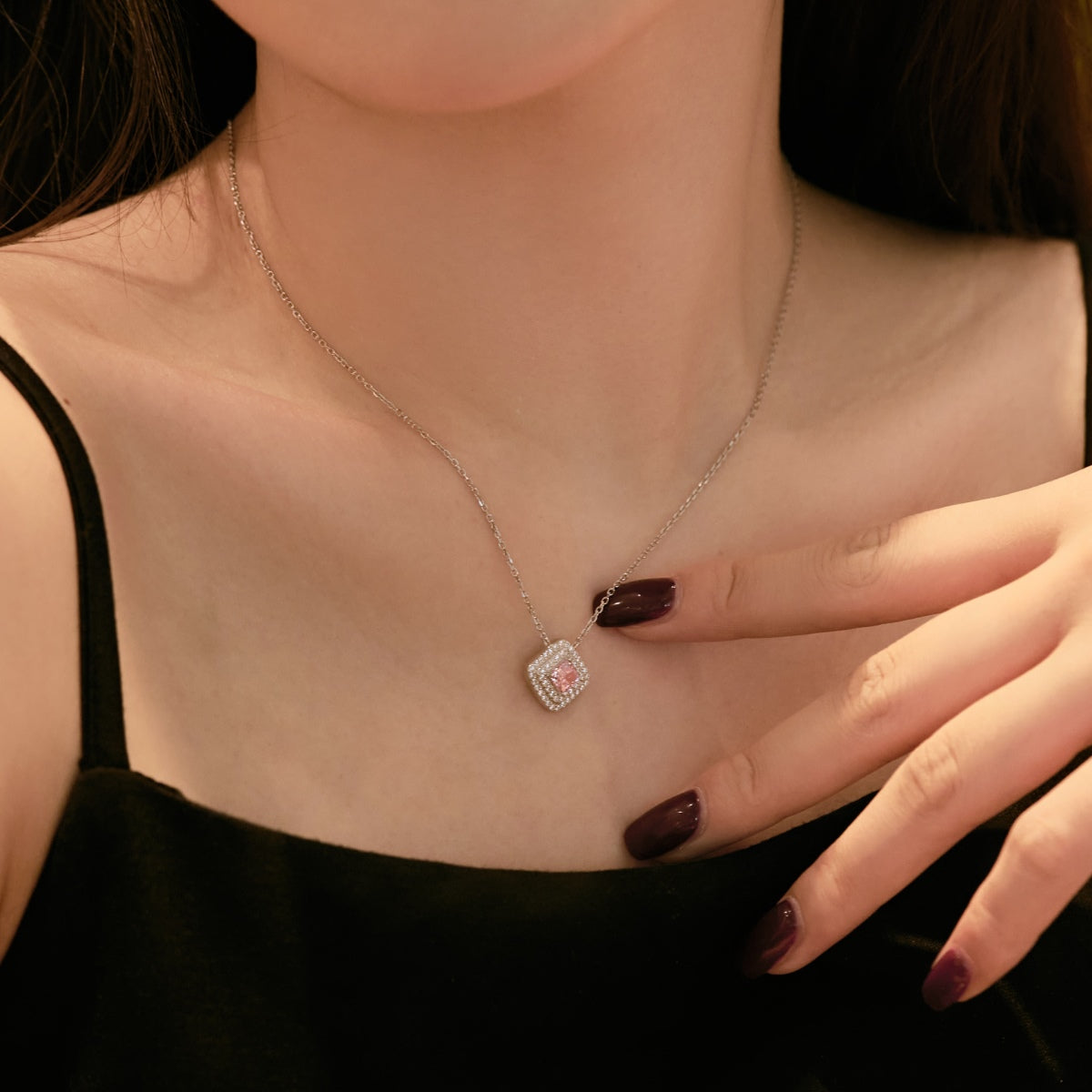 Angela Jewelry]Funkelnde Halskette im Asscher-Schliff