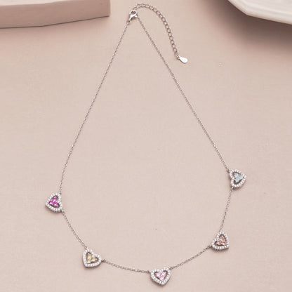 Angela Jewelry]Funkelnde Halskette mit fünf Herzen