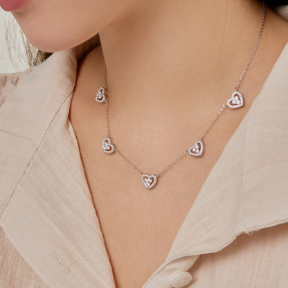 Angela Jewelry]Funkelnde Halskette mit fünf Herzen