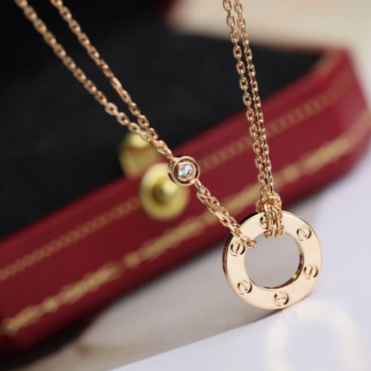 [Angela Jewellery]LOVE NECKLACE ADJUSTABLE ROSE GOLD 2 DIAMOND