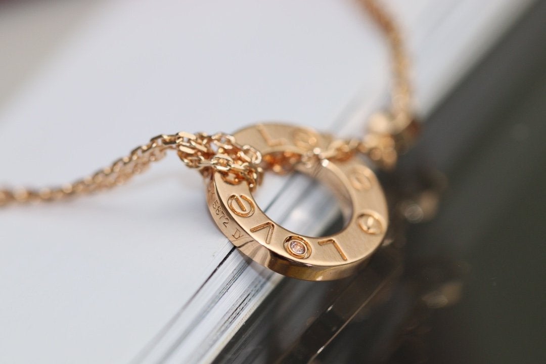 [Angela Schmuck] LIEBESHALSKETTE VERSTELLBAR ROSÉGOLD 2 DIAMANTEN 