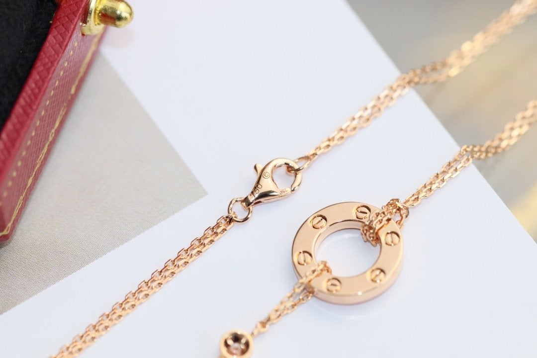 [Angela Schmuck] LIEBESHALSKETTE VERSTELLBAR ROSÉGOLD 2 DIAMANTEN 