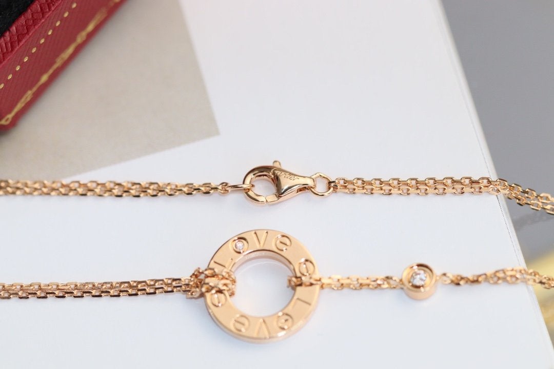 [Angela Schmuck] LIEBESHALSKETTE VERSTELLBAR ROSÉGOLD 2 DIAMANTEN 