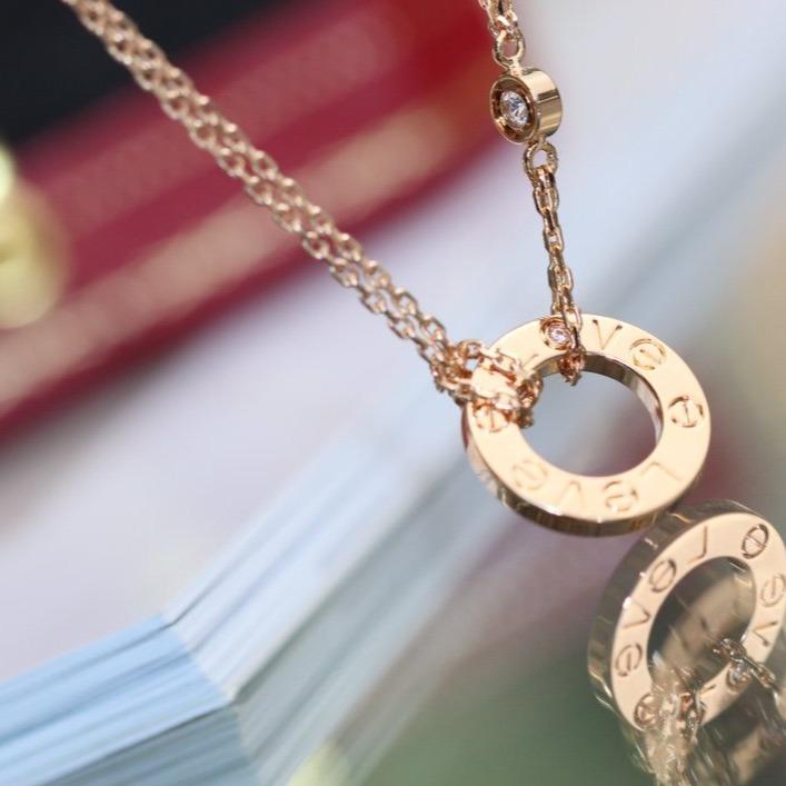 [Angela Schmuck] LIEBESHALSKETTE VERSTELLBAR ROSÉGOLD 2 DIAMANTEN 