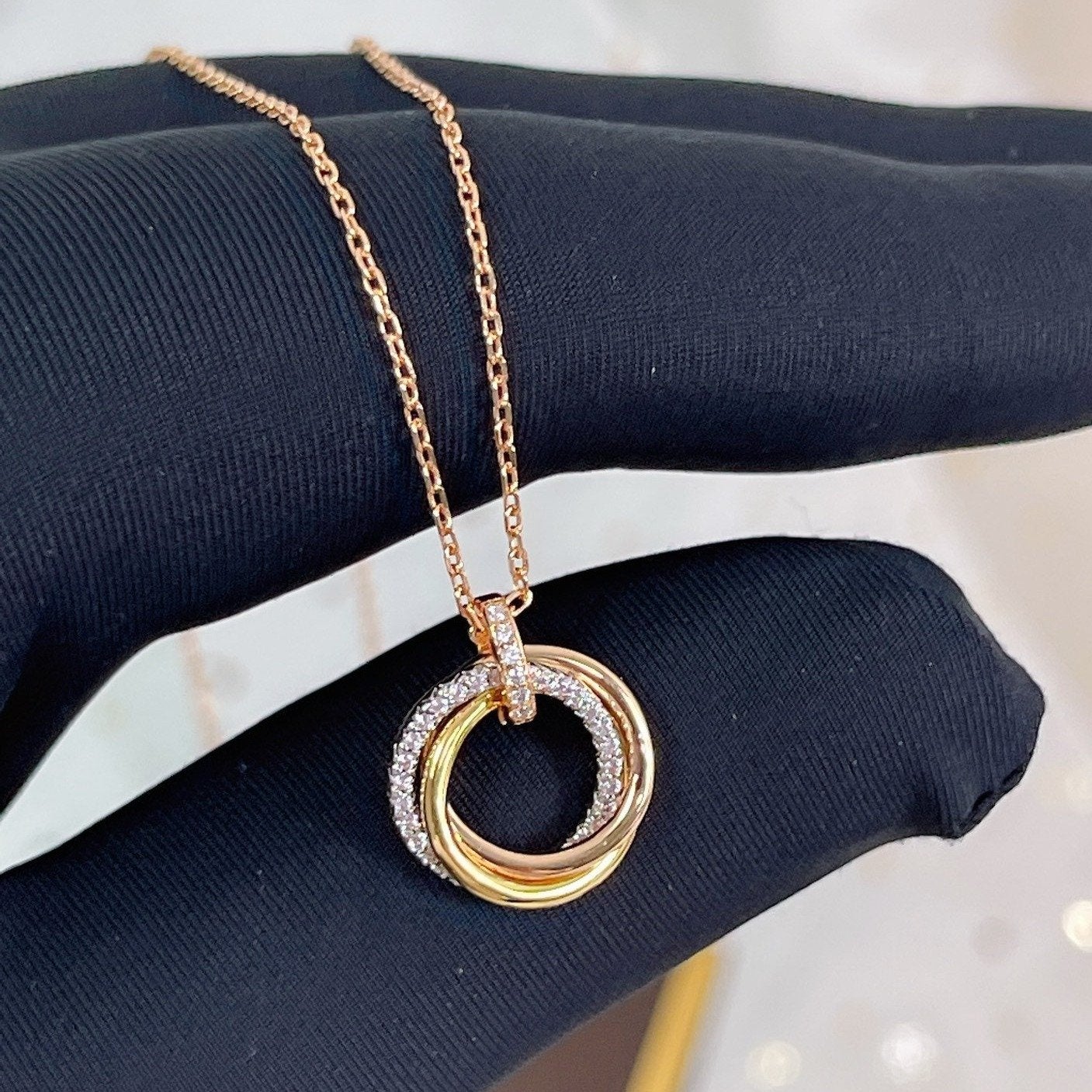 [Angela Schmuck]TRINITY HALSKETTE SILBER GOLD ROTGOLD DIAMANTEN 