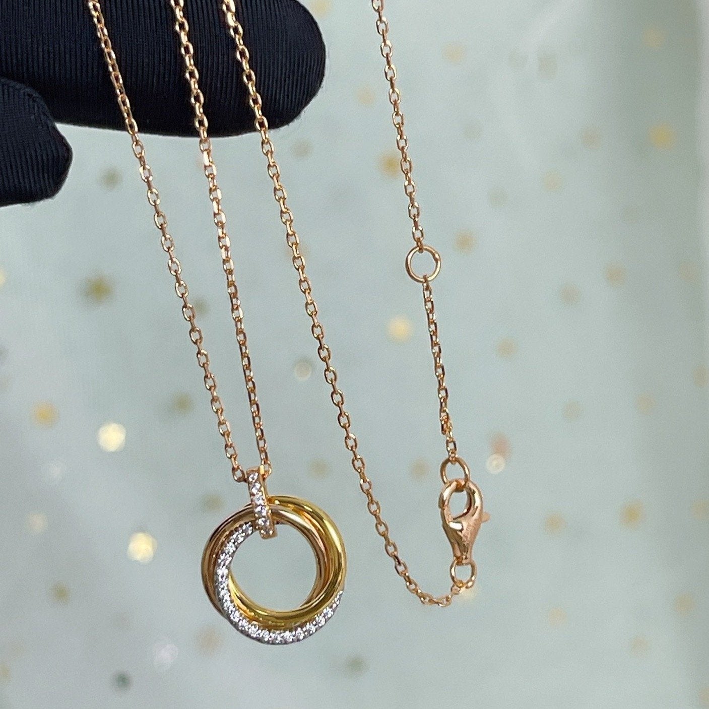 [Angela Schmuck]TRINITY HALSKETTE SILBER GOLD ROTGOLD DIAMANTEN 