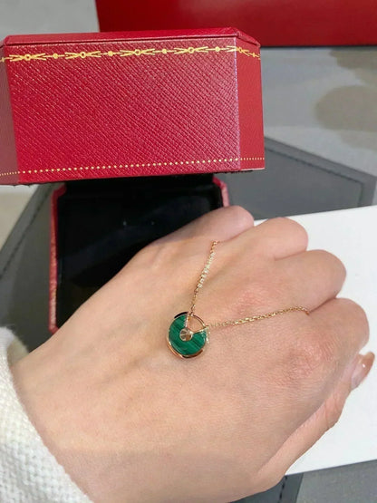 [Angela Schmuck]AMULETT ROSÉGOLD MALACHIT HALSKETTE