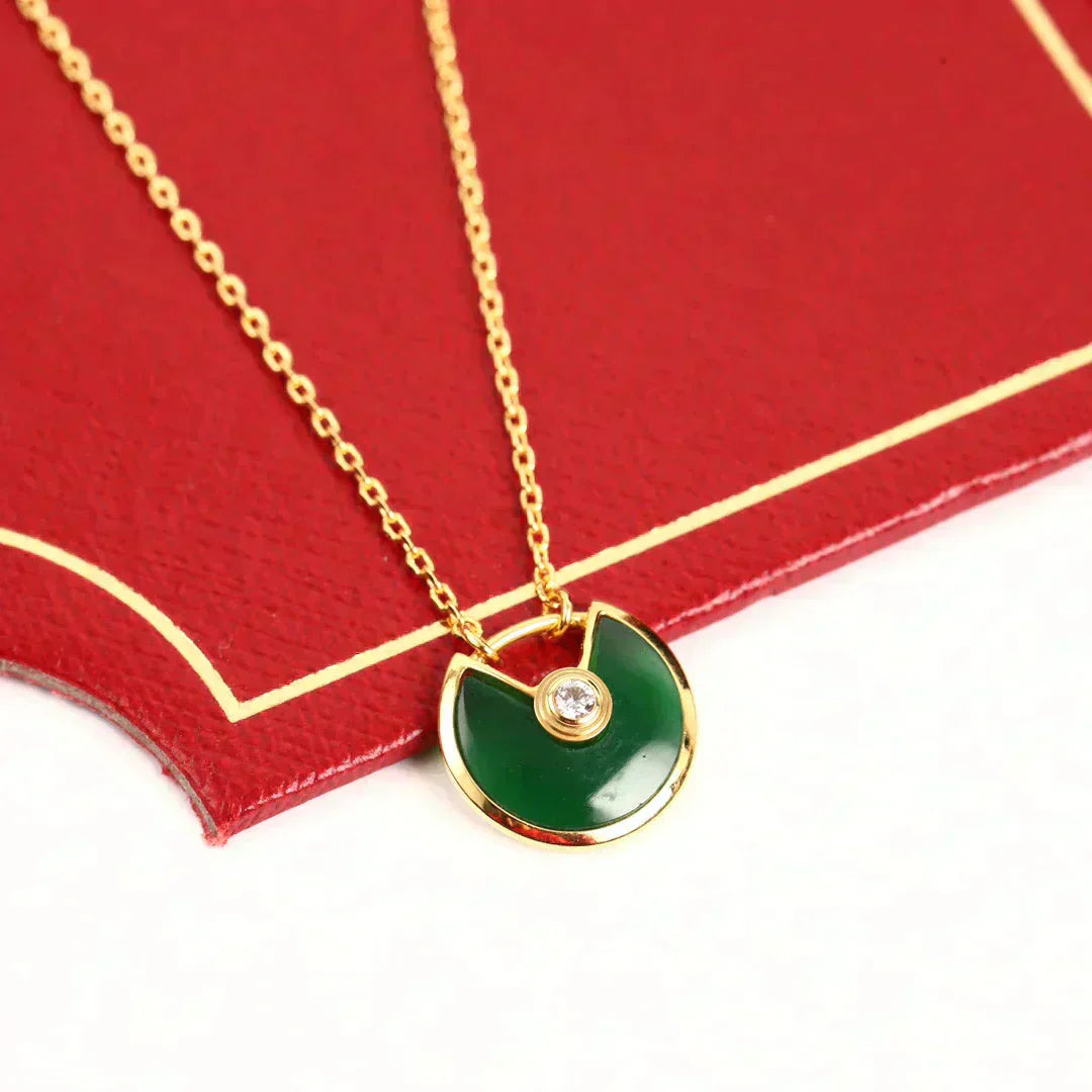 [Angela Schmuck]AMULETT GOLD MALACHIT HALSKETTE