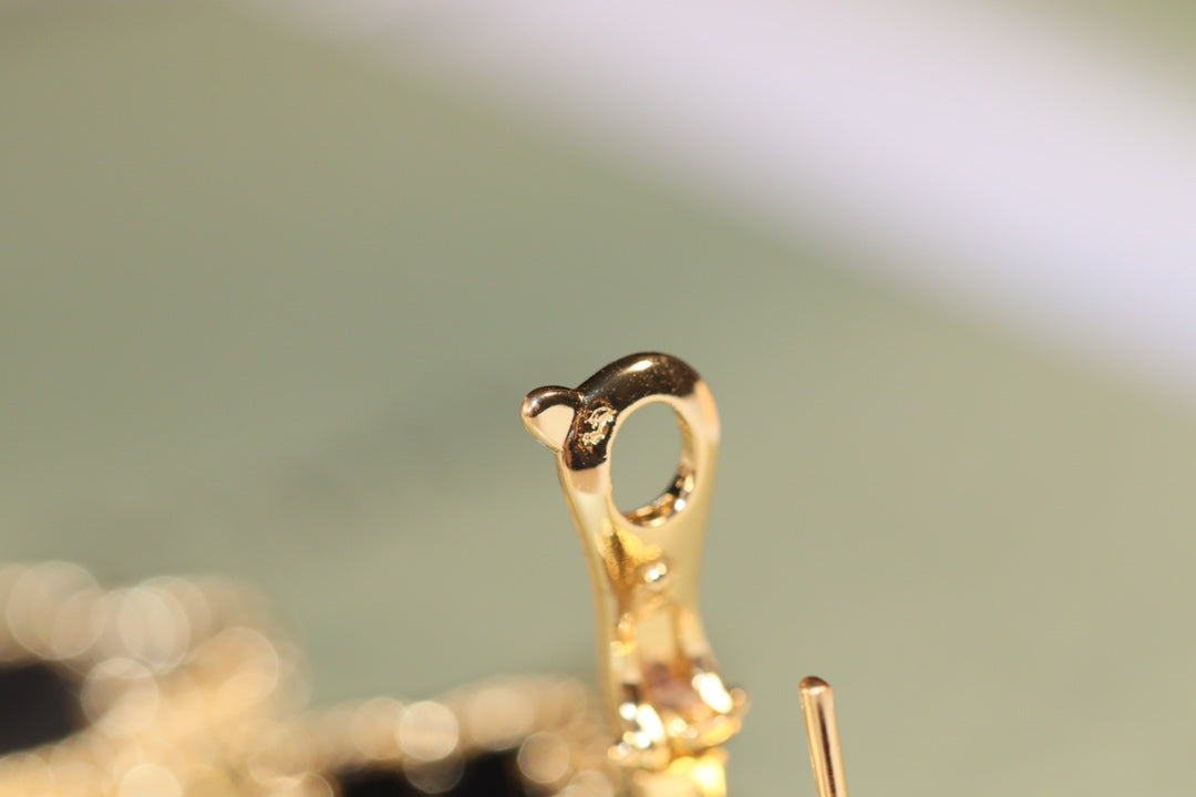 [Angela Schmuck] KLEEBLATT OHRRINGE GOLD ONYX MOP 3 MOTIV 