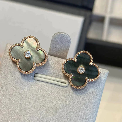 [Angela Schmuck]CLOVER MEDIUM 1 MOTIFS GRAU MOP DIAMANT OHRRINGE