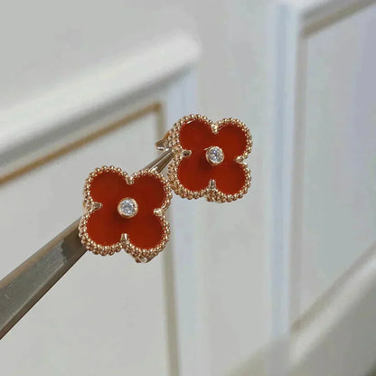 [Angela Schmuck]CLOVER MEDIUM 1 MOTIFS CARNELIAN DIAMOND Ohrringe