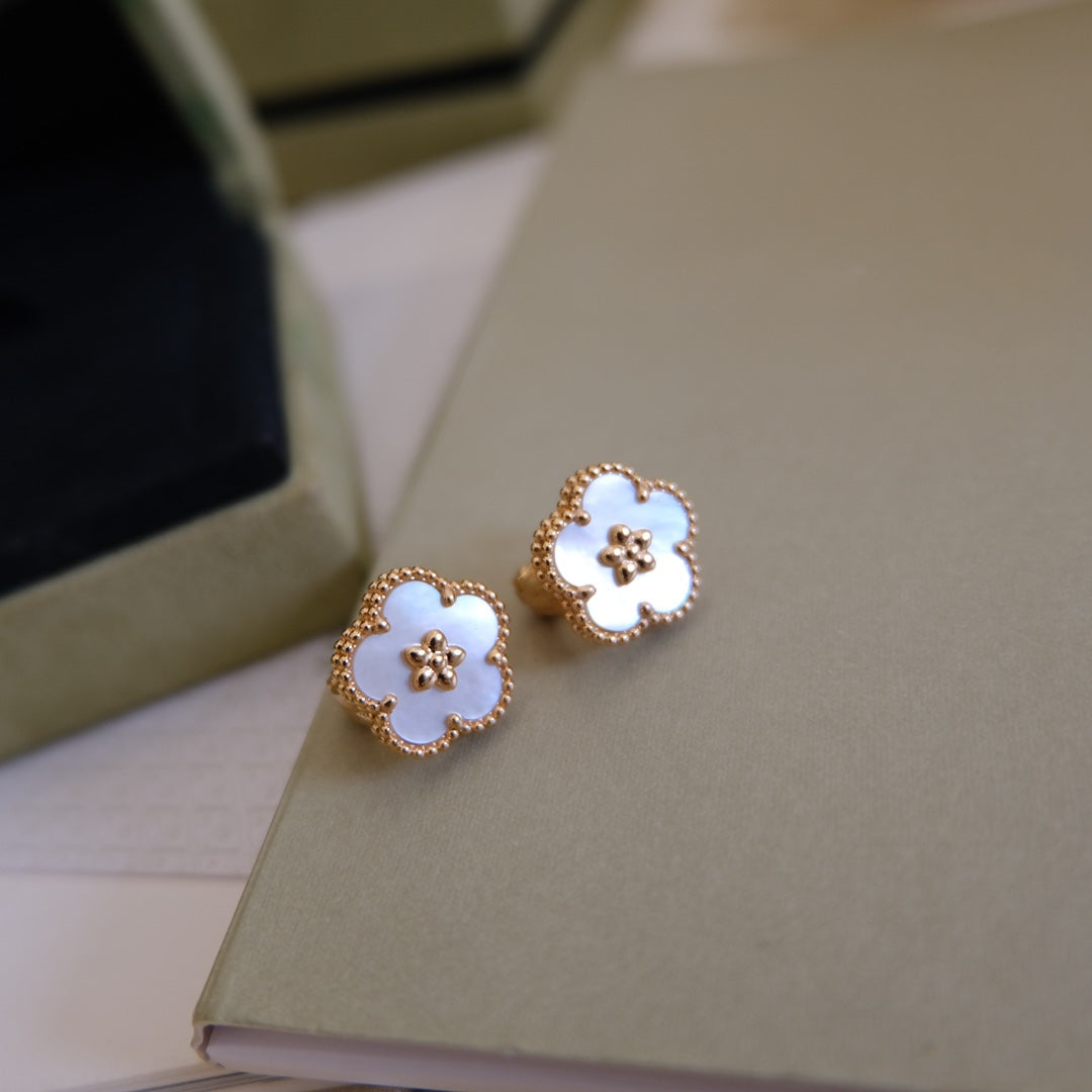 [Angela Schmuck] GLÜCKLICHE ROSA GOLD WEISSE MOP OHRRINGE 