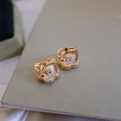 [Angela Schmuck] GLÜCKLICHE ROSA GOLD WEISSE MOP OHRRINGE 