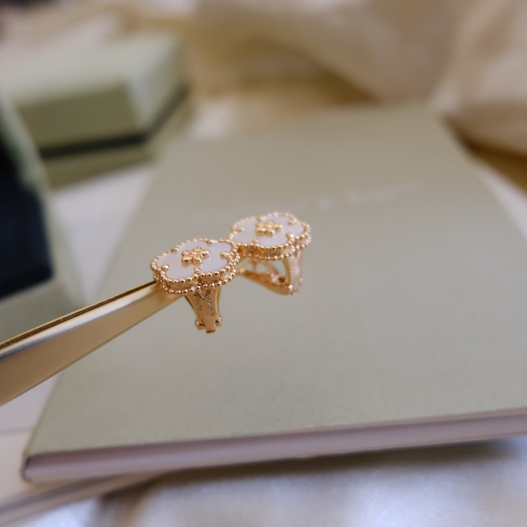 [Angela Schmuck] GLÜCKLICHE ROSA GOLD WEISSE MOP OHRRINGE 