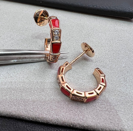 [Angela Jewellery]SERPENTI CARNELIAN PINK GOLD EARRINGS