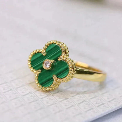 [Angela Schmuck]CLOVER MALACHIT RING GOLD DIAMANT
