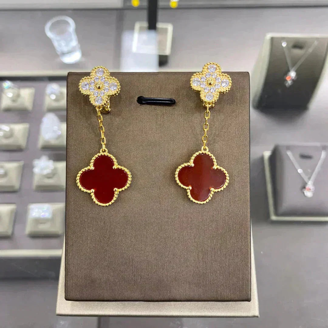 [Angela Jewellery] KLEEBLATT 2 MOTIFS DIAMANT OHRRINGE (MEHRERE AUSWAHL)