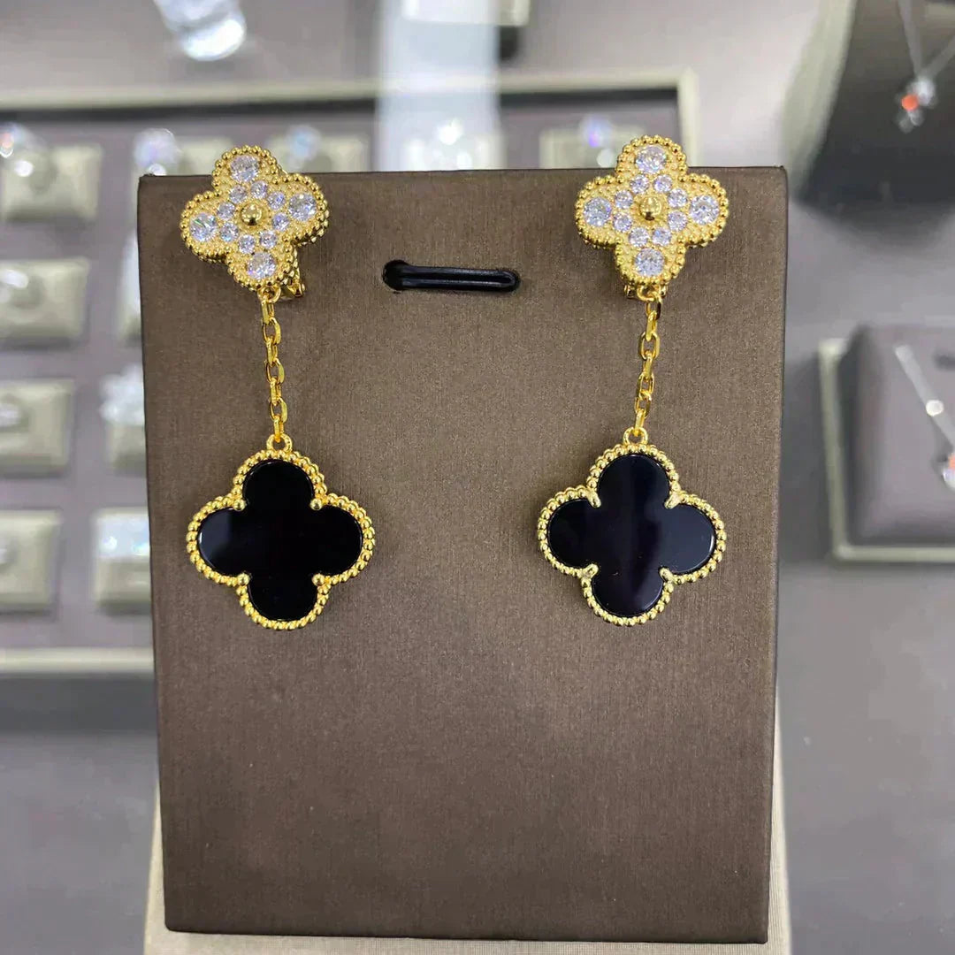 [Angela Jewellery] KLEEBLATT 2 MOTIFS DIAMANT OHRRINGE (MEHRERE AUSWAHL)