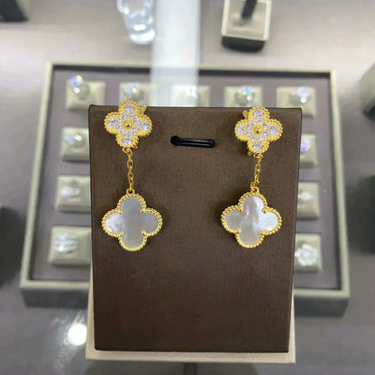 [Angela Jewellery] KLEEBLATT 2 MOTIFS DIAMANT OHRRINGE (MEHRERE AUSWAHL)