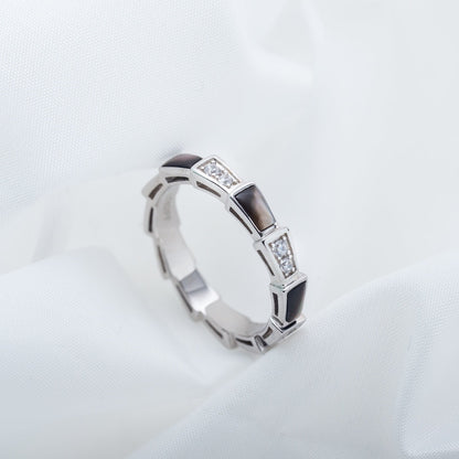 [Angela Schmuck]SERPENTI RING SILBER DIAMANT SCHWARZER MOP 3MM