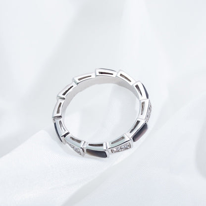 [Angela Schmuck]SERPENTI RING SILBER DIAMANT SCHWARZER MOP 3MM
