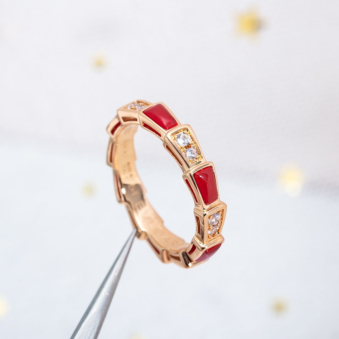 [Angela Jewellery]SERPENTI RING ROTGOLD KARNEOL DIAMANT 3MM