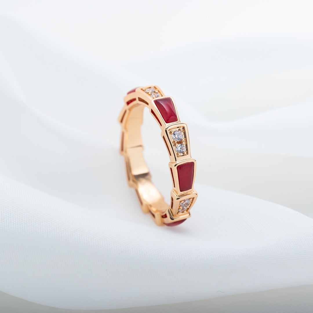 [Angela Jewellery]SERPENTI RING ROTGOLD KARNEOL DIAMANT 3MM