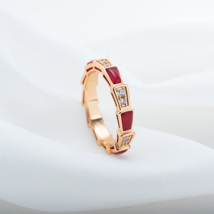 [Angela Jewellery]SERPENTI RING ROTGOLD KARNEOL DIAMANT 3MM