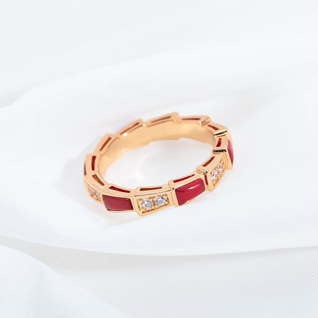 [Angela Jewellery]SERPENTI RING ROTGOLD KARNEOL DIAMANT 3MM