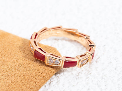 [Angela Jewellery]SERPENTI RING ROTGOLD KARNEOL DIAMANT 3MM