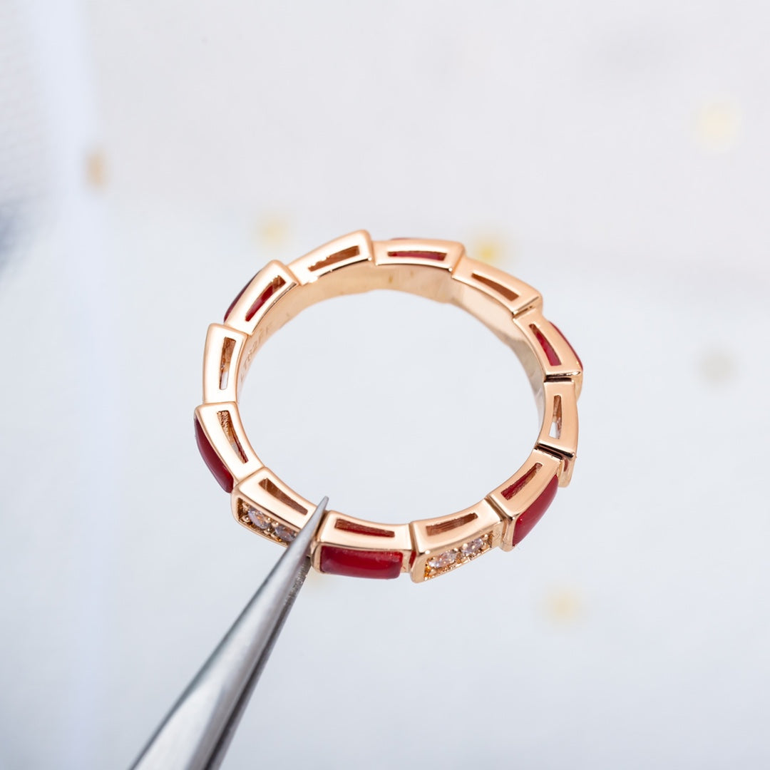 [Angela Jewellery]SERPENTI RING ROTGOLD KARNEOL DIAMANT 3MM
