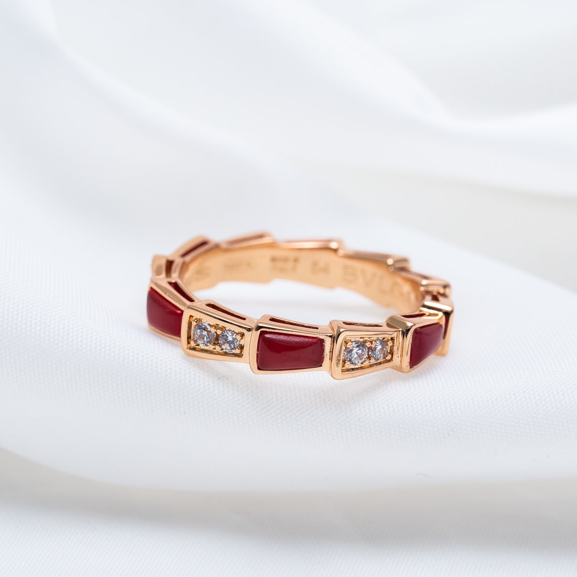 [Angela Jewellery]SERPENTI RING ROTGOLD KARNEOL DIAMANT 3MM