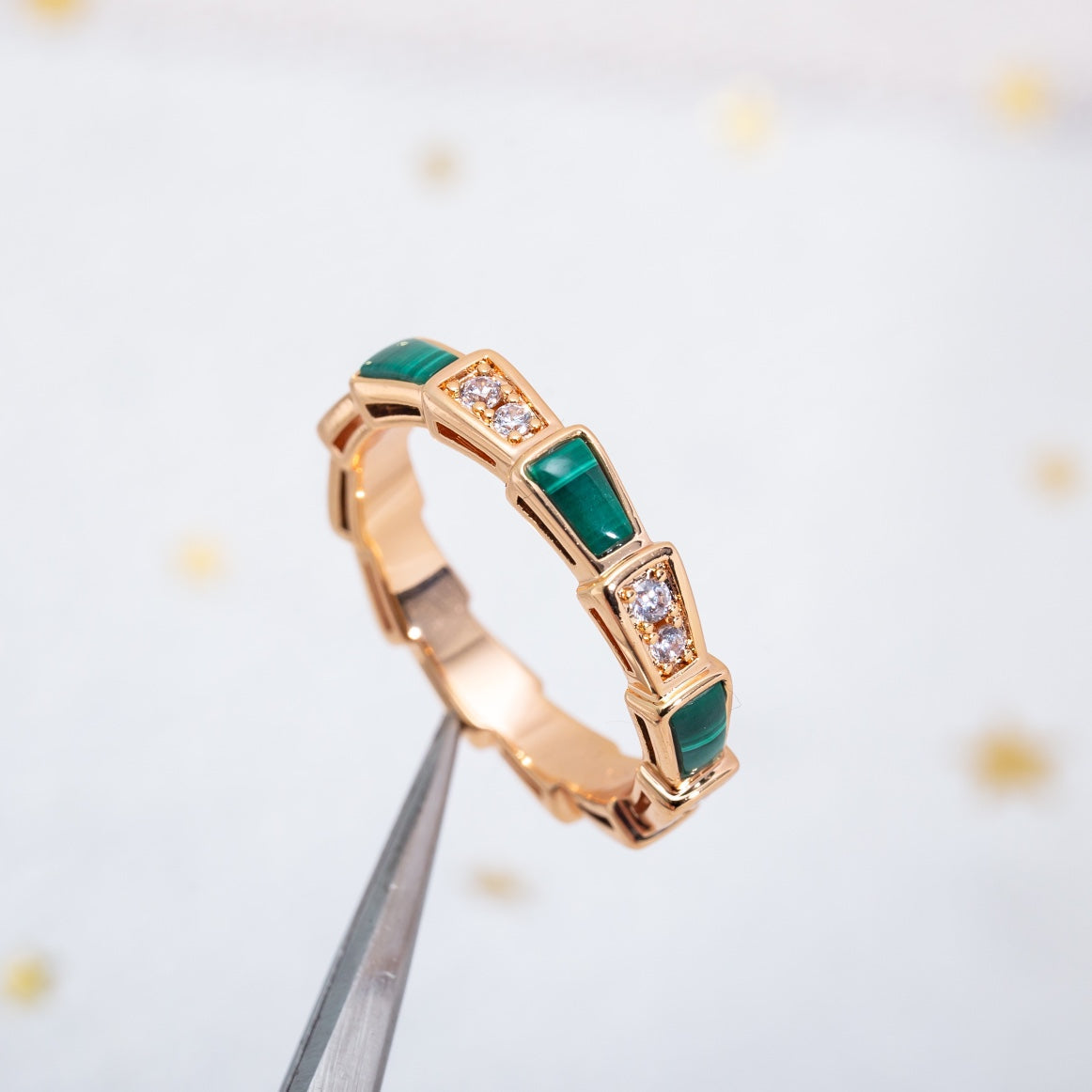[Angela Jewellery]SERPENTI RING ROTGOLD MALACHIT DIAMANT 3MM