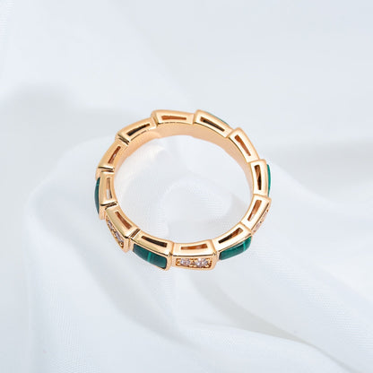 [Angela Jewellery]SERPENTI RING ROTGOLD MALACHIT DIAMANT 3MM